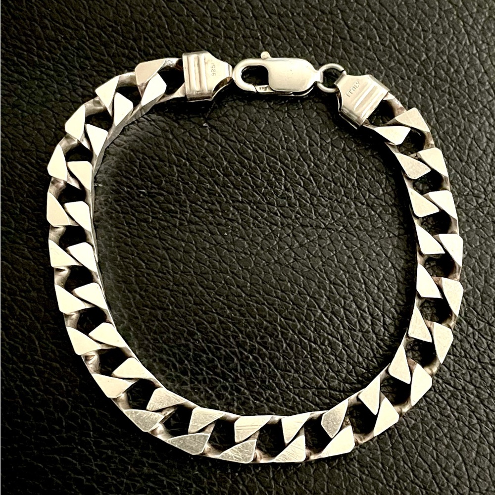 .925 Sterling Silver Italian Box Curb link bracelet